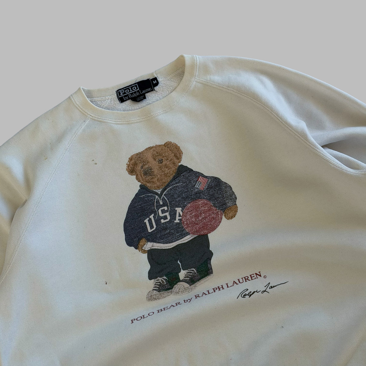 90s Ralph Lauren Polo Basketball Bear Sweatshirt - M