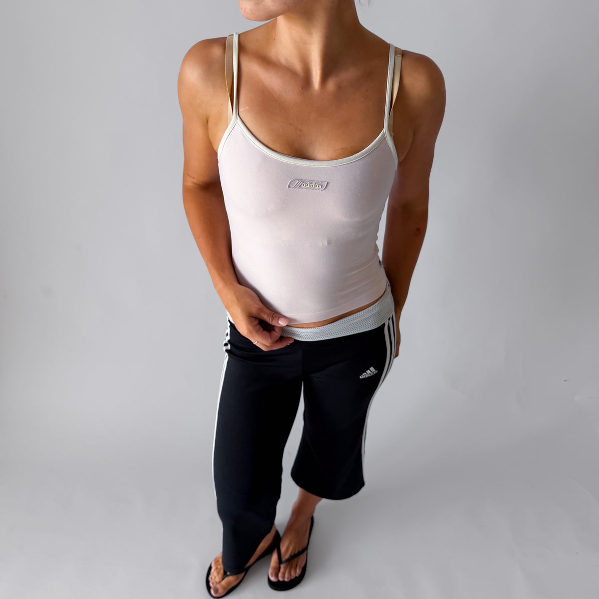 Y2K Adidas Square Neck Activewear Tank - M