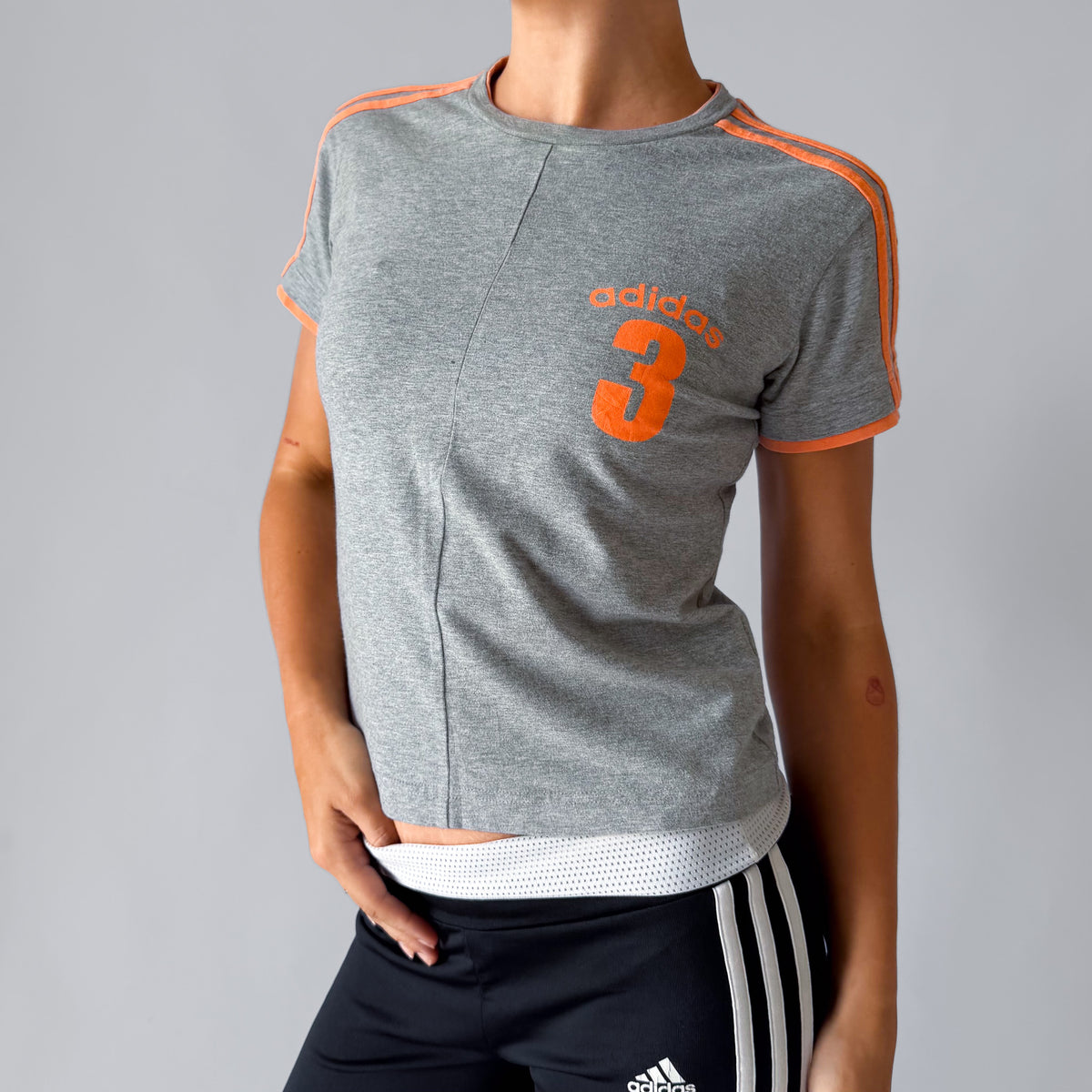 Y2K Adidas Three Stripe Baby Tee - M