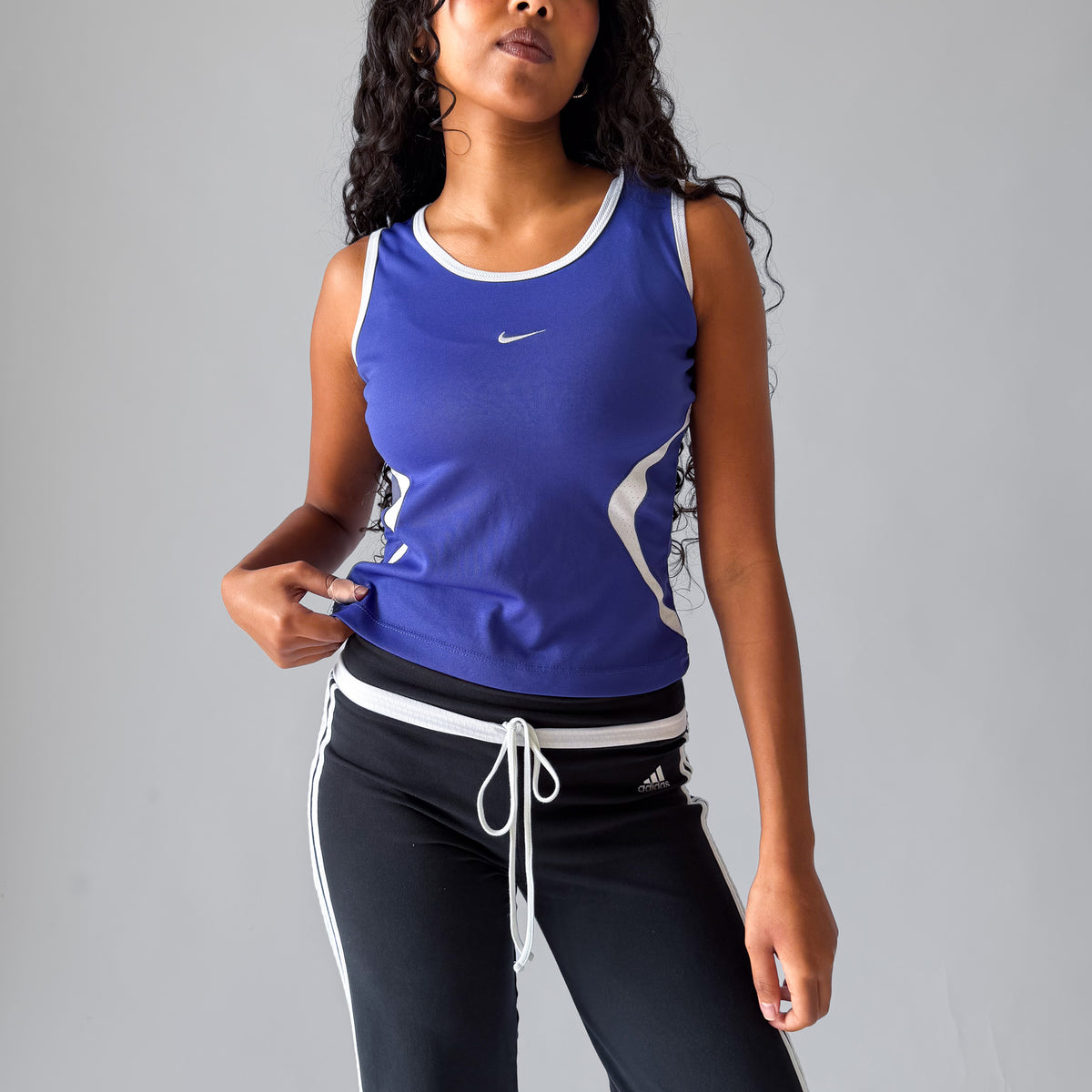 Y2K Nike Centre Swoosh Panelled Activewear Tank - S