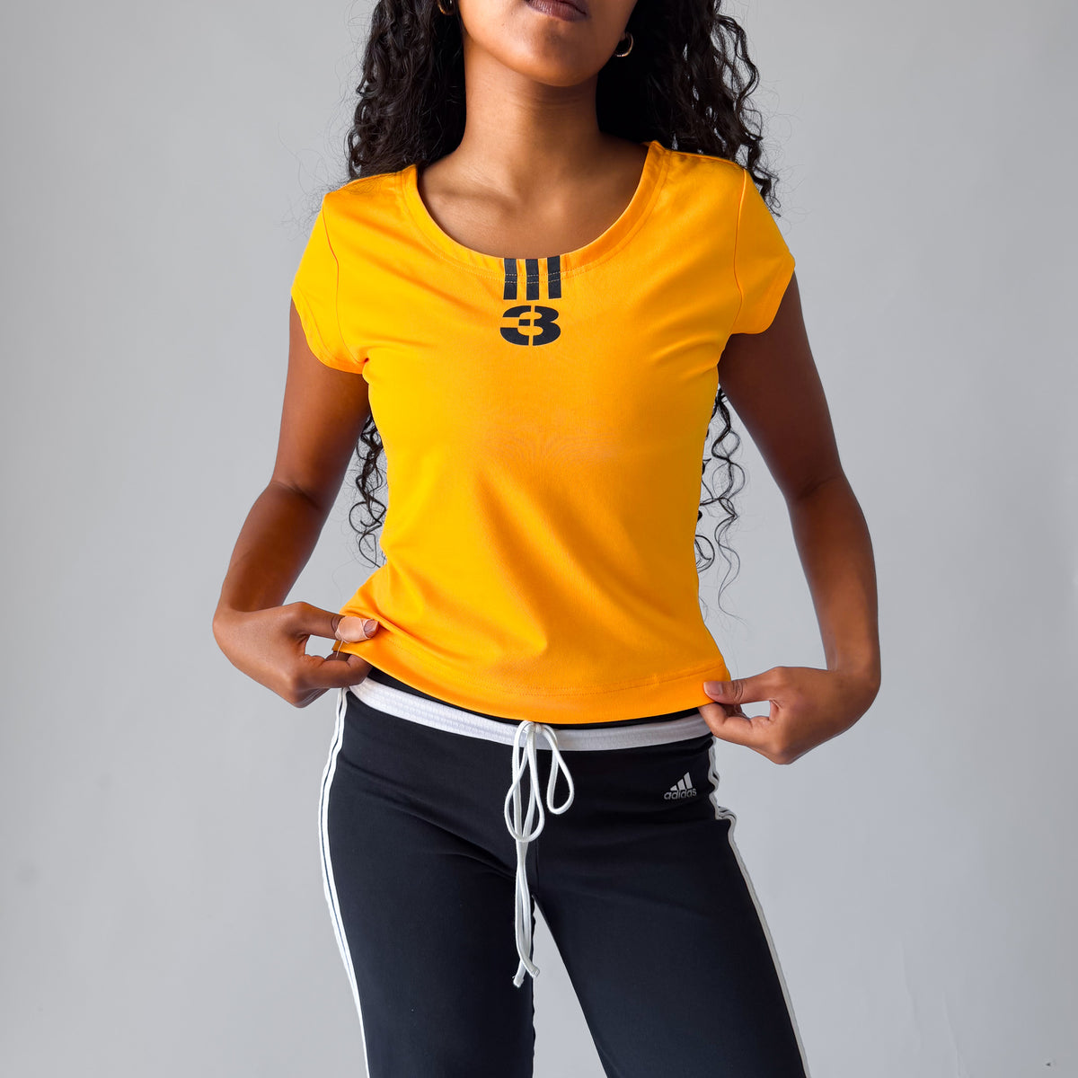 Y2K Dead Stock Adidas Three Stripe Fitted Activewear Tee - M
