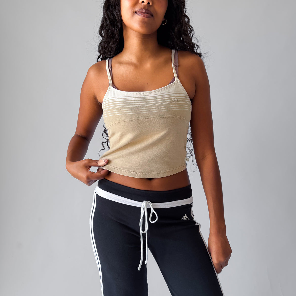 Y2K Nike Striped Cropped Tank - M
