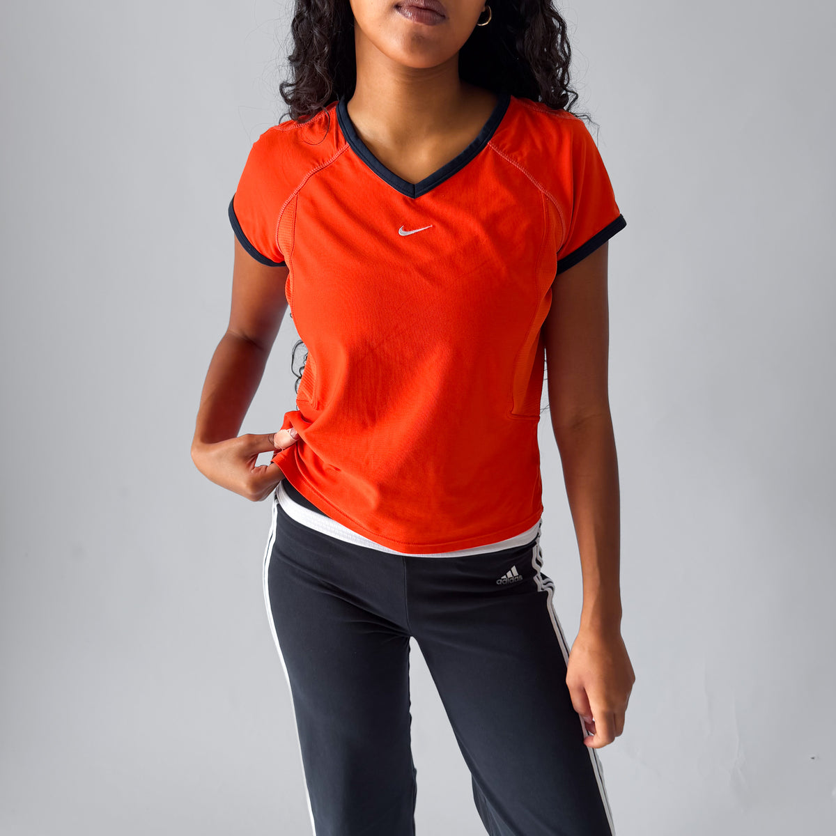 Y2K Nike Fitted Activewear Ringer Tee - M/L