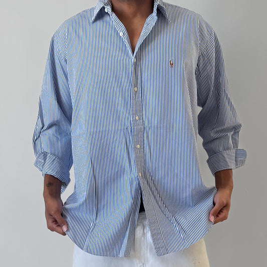 Y2K Polo Ralph Lauren Striped  Button Up Shirt - XL