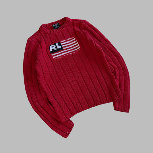 Y2K Ralph Lauren Polo Jeans Co Ribbed Flag Knit - M