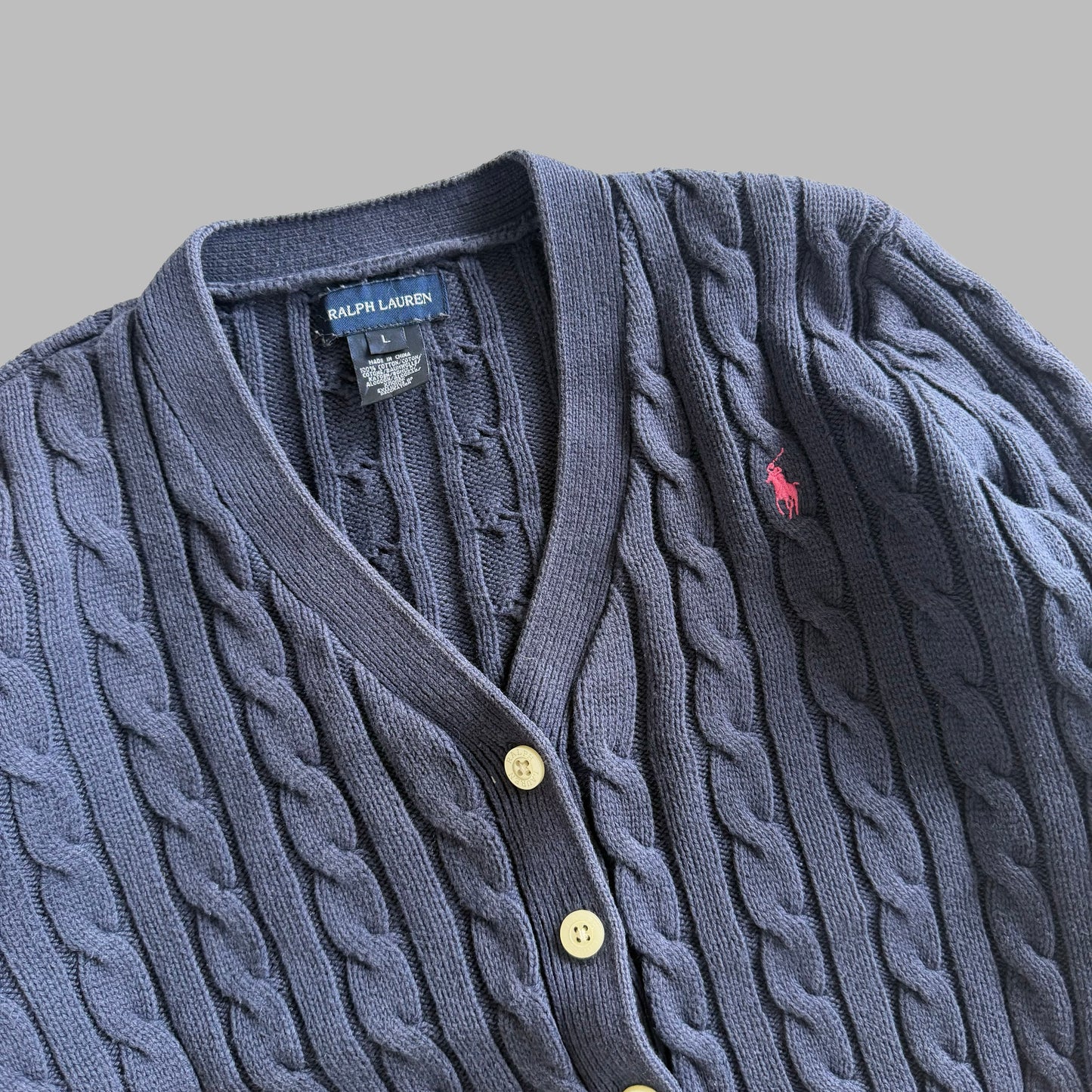 Y2K Polo Ralph Lauren Cable Knit Cardigan - S