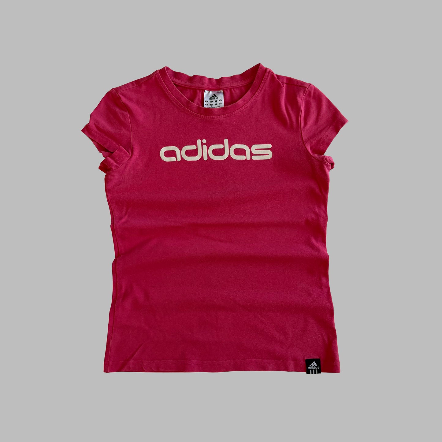 Y2K Adidas Spell Out Fitted Baby Tee - M