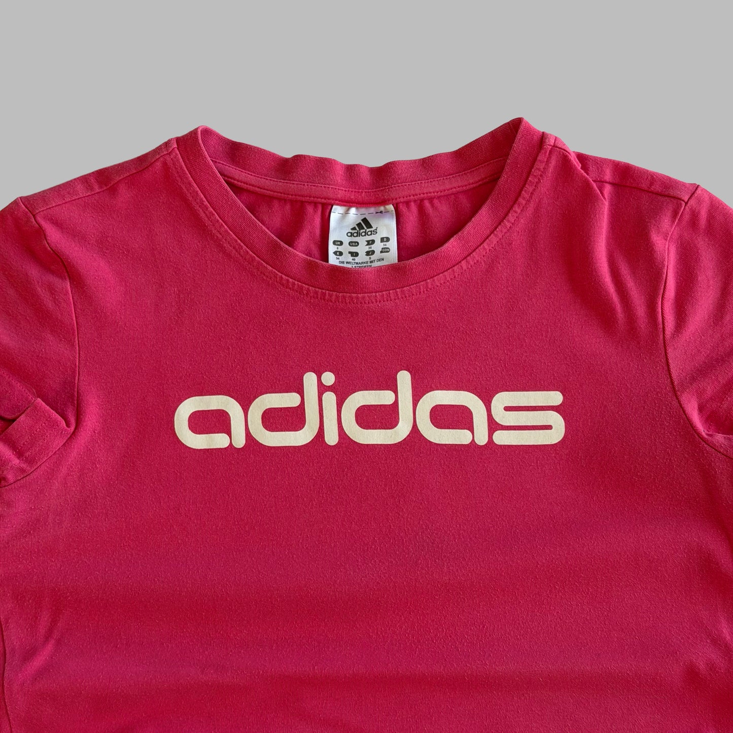 Y2K Adidas Spell Out Fitted Baby Tee - M