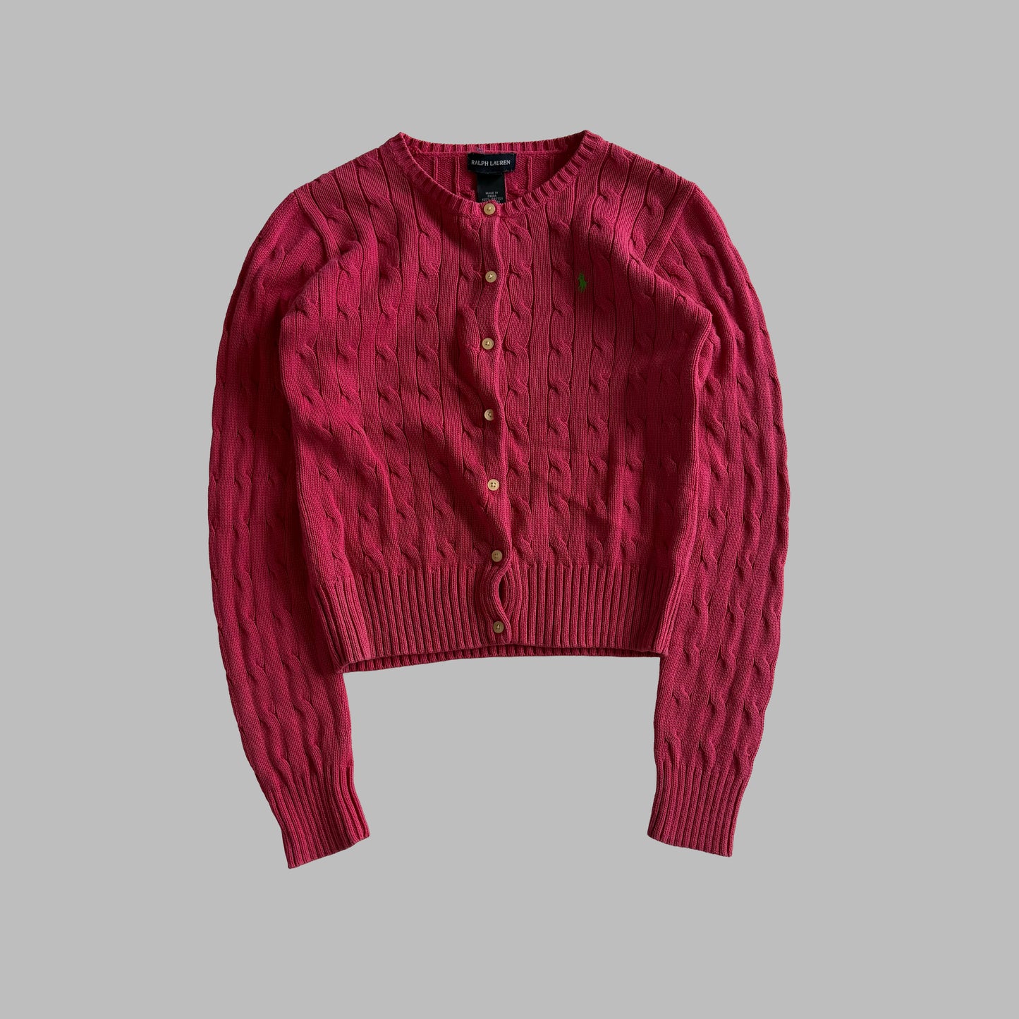 Y2K Polo Ralph Lauren Cable Knit Cardigan - S