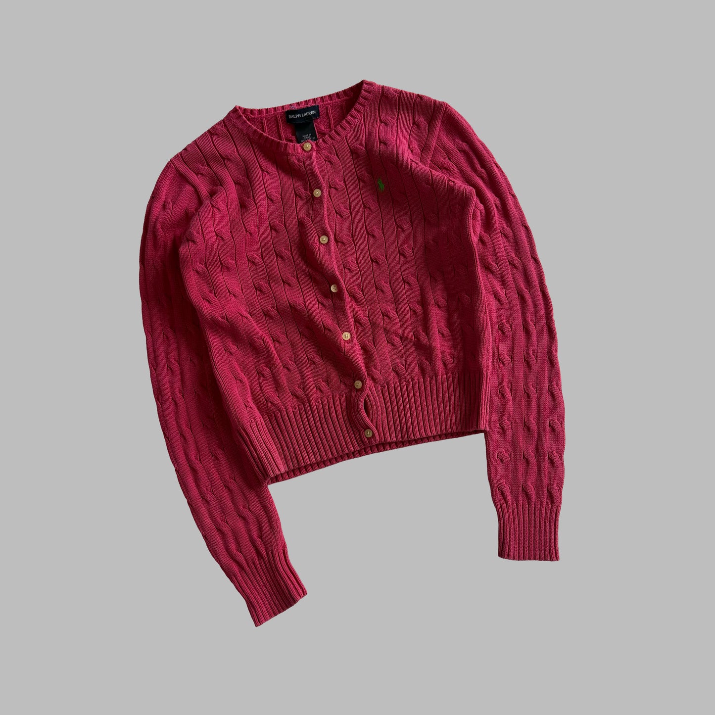 Y2K Polo Ralph Lauren Cable Knit Cardigan - S