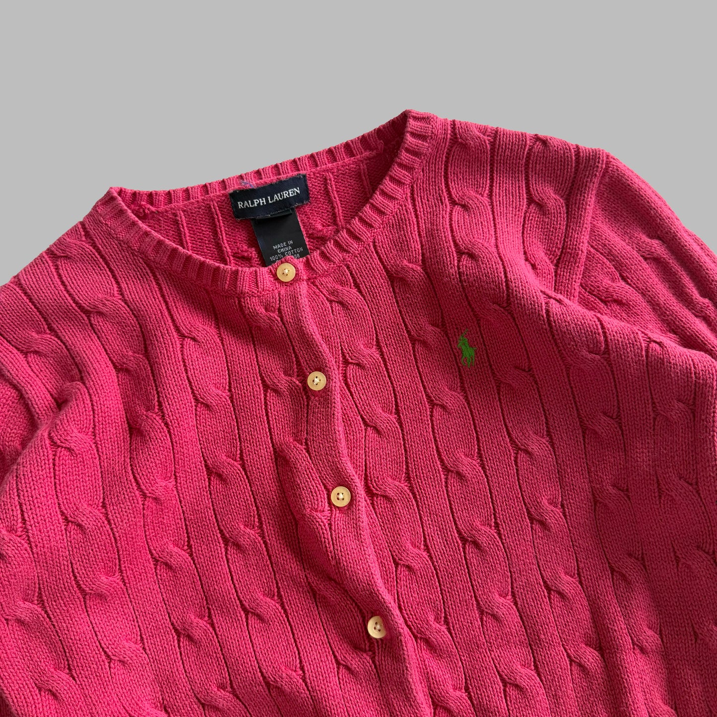 Y2K Polo Ralph Lauren Cable Knit Cardigan - S