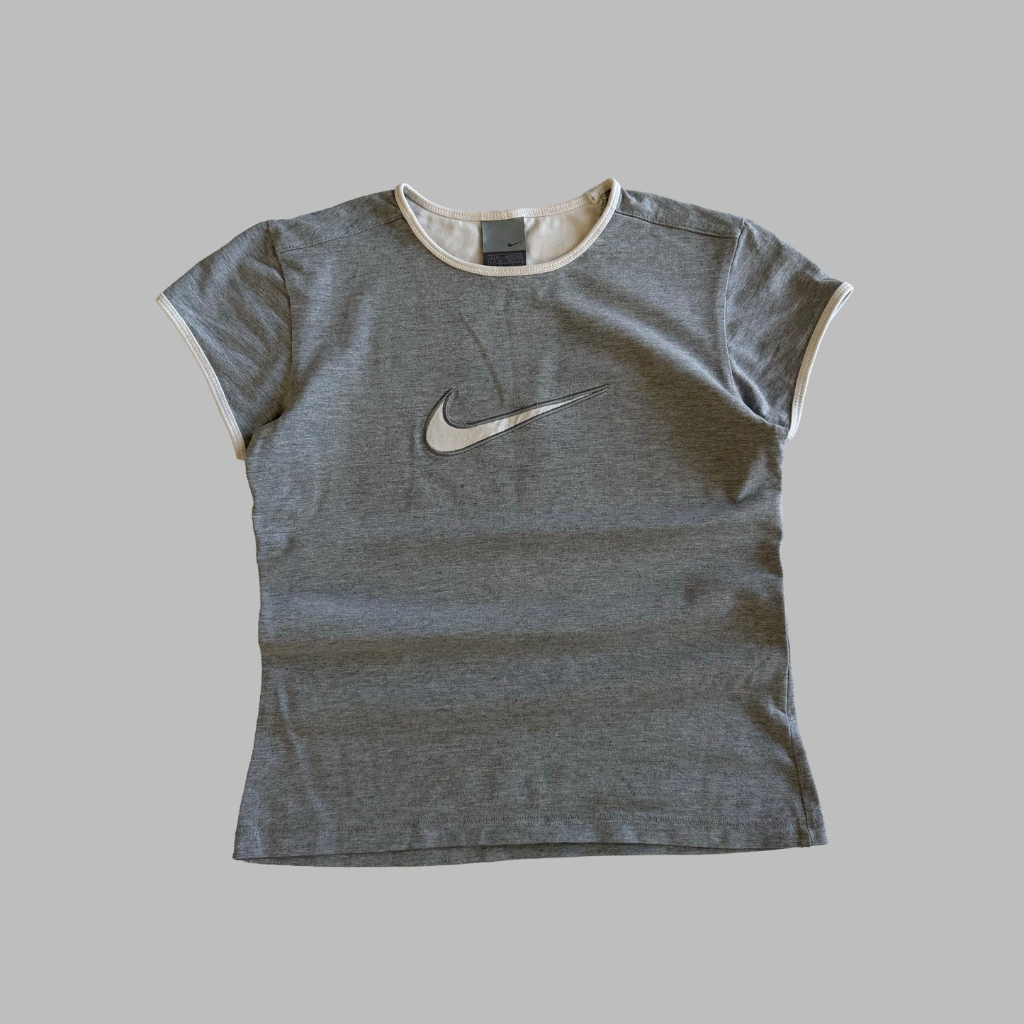 Y2K Nike Centre Swoosh Ringer Baby Tee - M