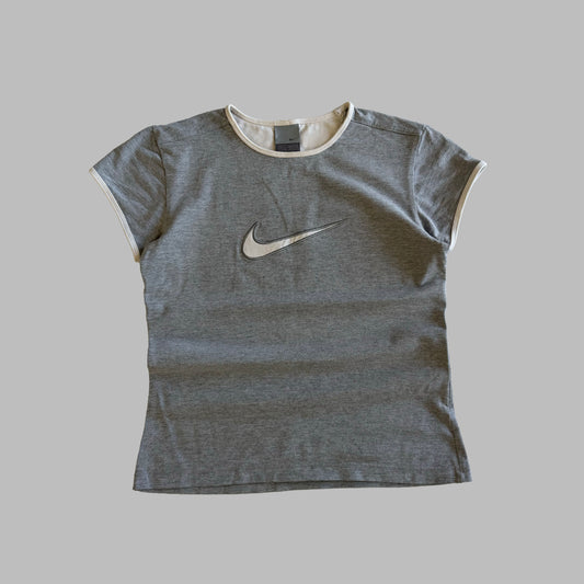 Y2K Nike Centre Swoosh Ringer Baby Tee - M