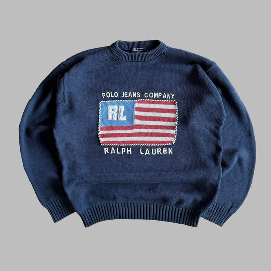 Y2K Ralph Lauren Polo Jeans Co Flag Knit - L