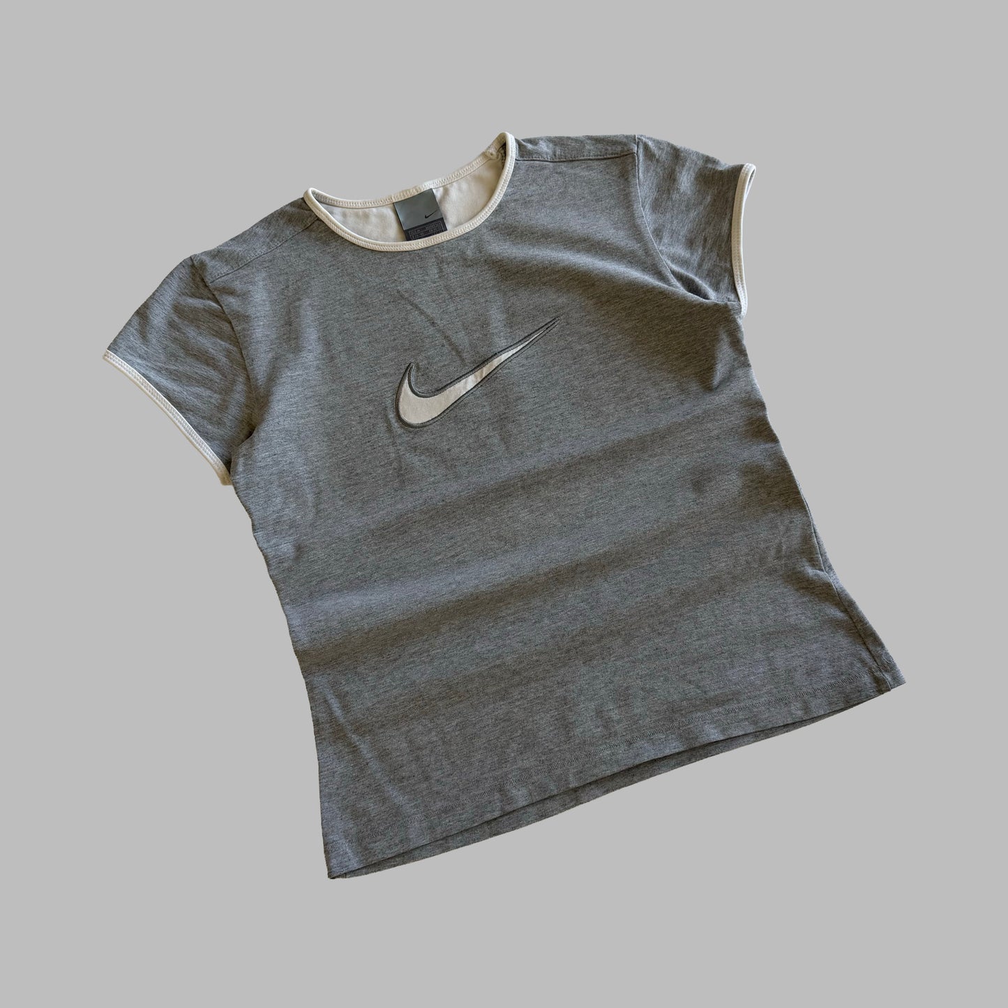Y2K Nike Centre Swoosh Ringer Baby Tee - M