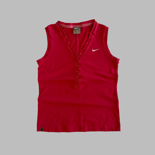 Y2K Nike Single Swoosh Henley Tank Top - L