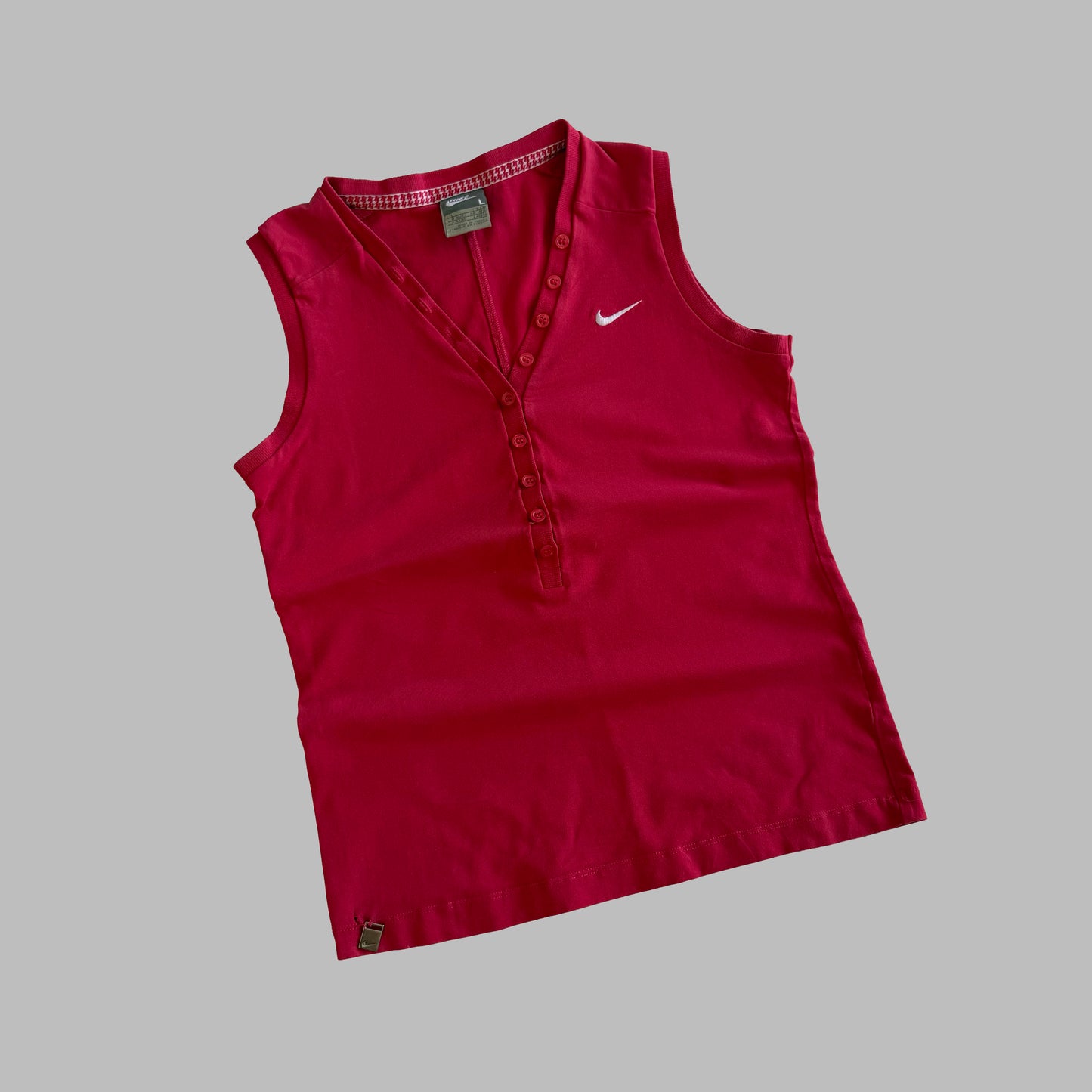 Y2K Nike Single Swoosh Henley Tank Top - L