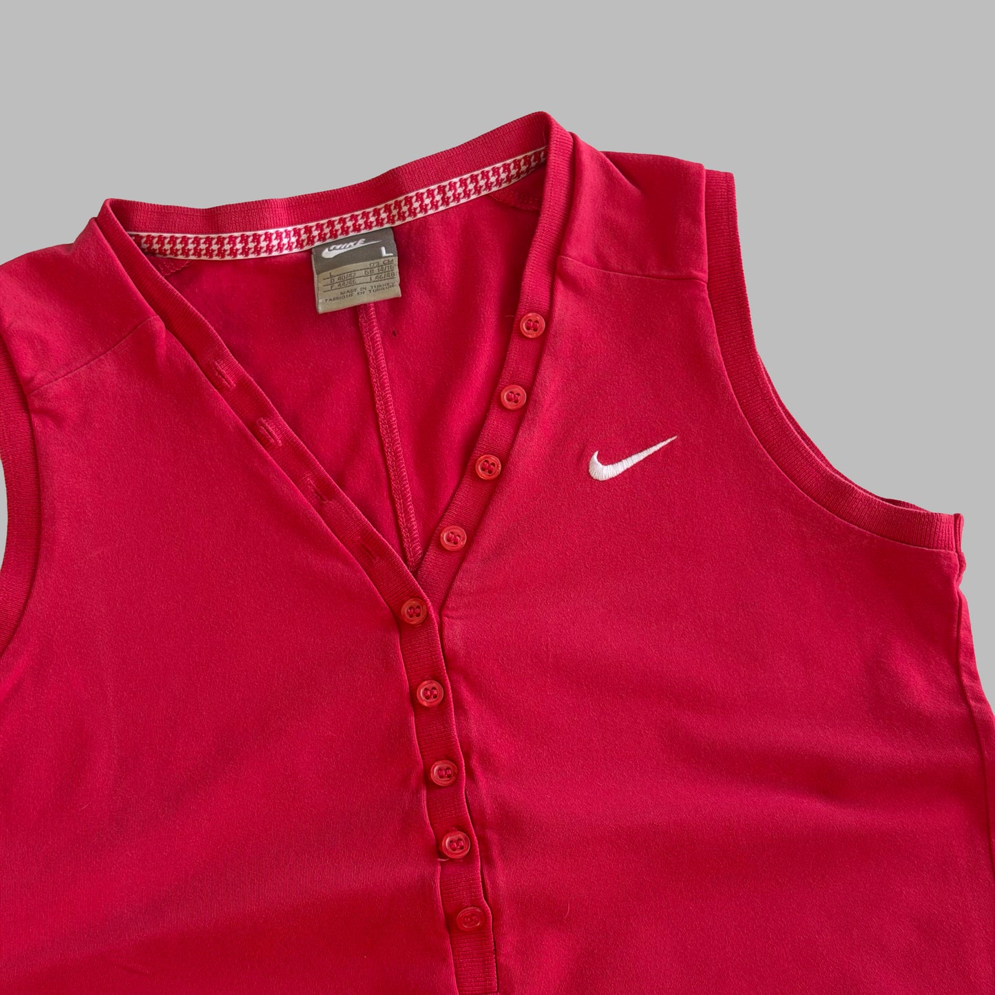 Y2K Nike Single Swoosh Henley Tank Top - L