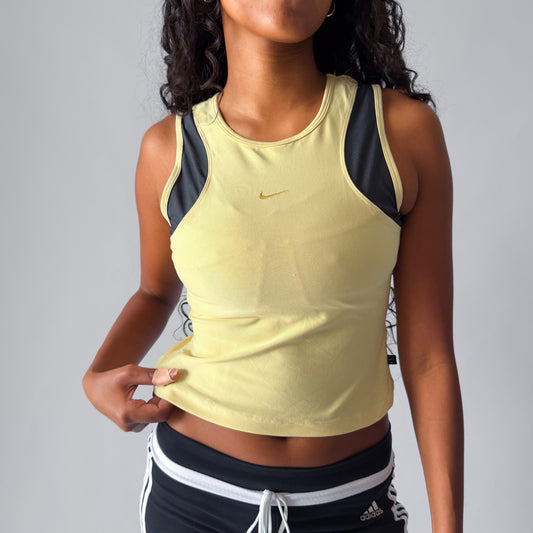 Y2K Nike Centre Swoosh Panelled Activewear Tank - S