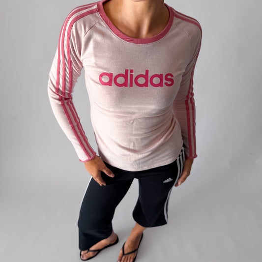 Y2K Adidas Spell Out Three Stripe Long Sleeve - S