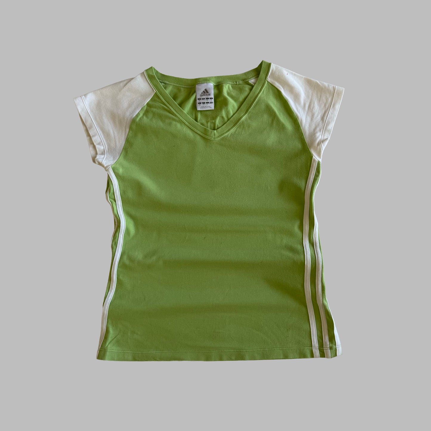 Y2K Adidas Three Stripe Raglan Baby Tee - M