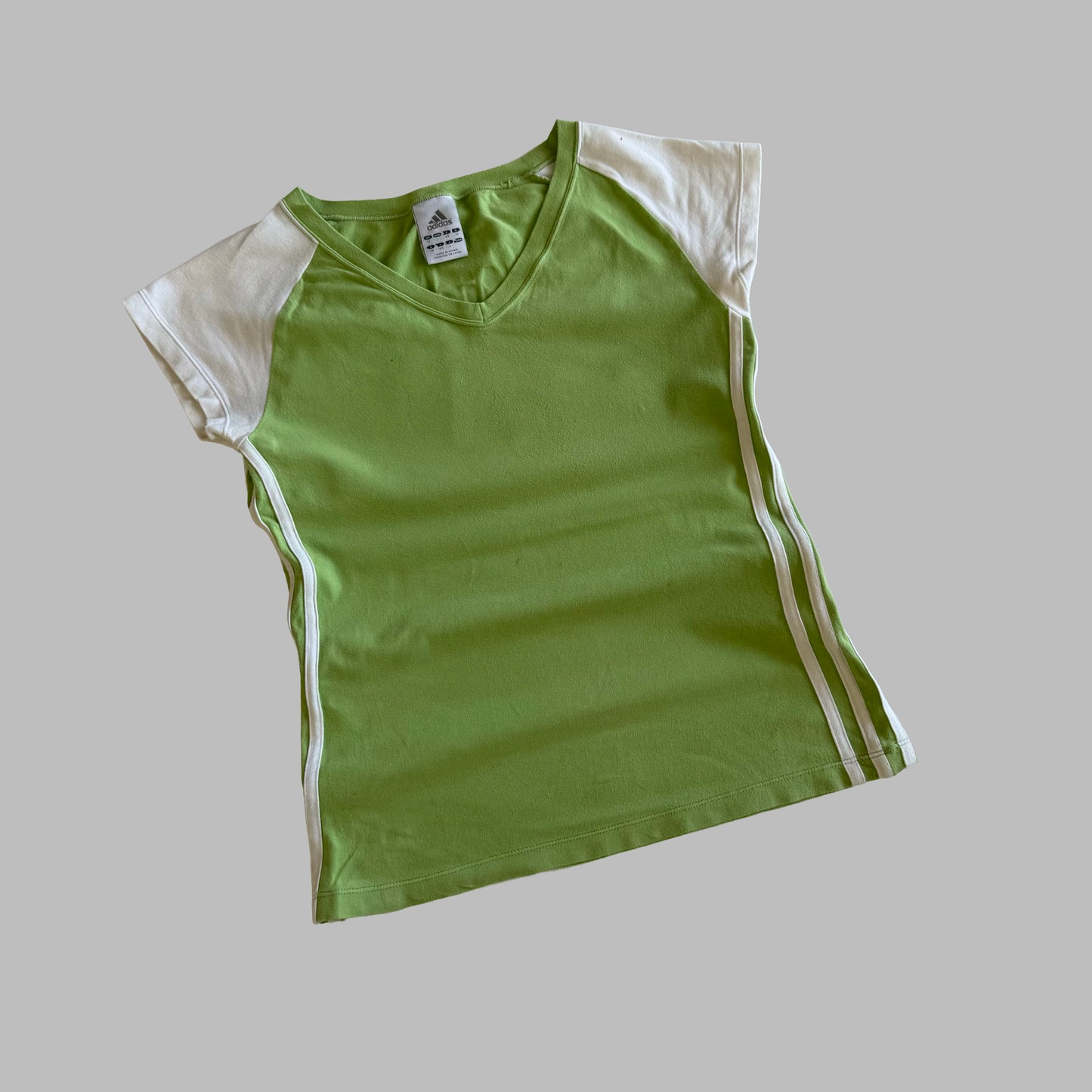 Y2K Adidas Three Stripe Raglan Baby Tee - M