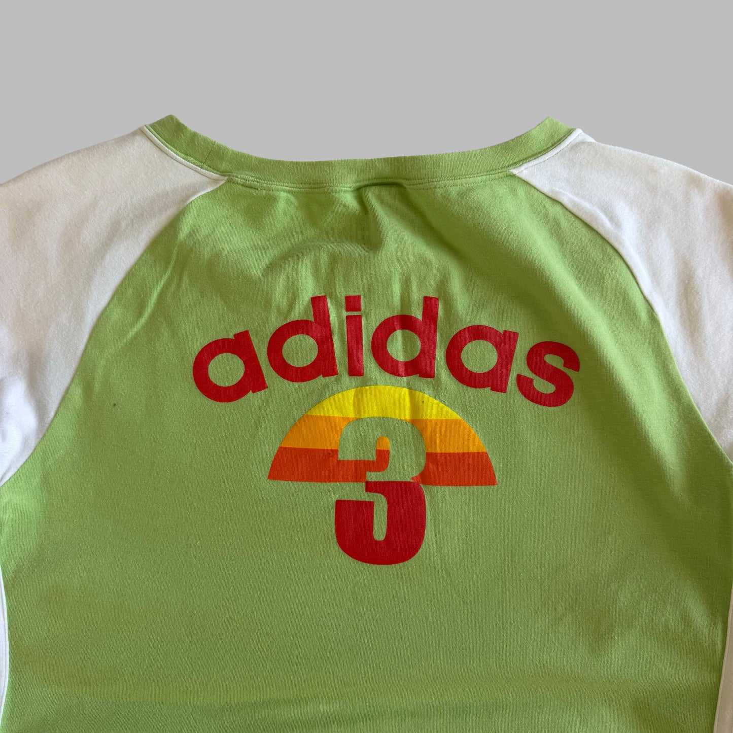 Y2K Adidas Three Stripe Raglan Baby Tee - M
