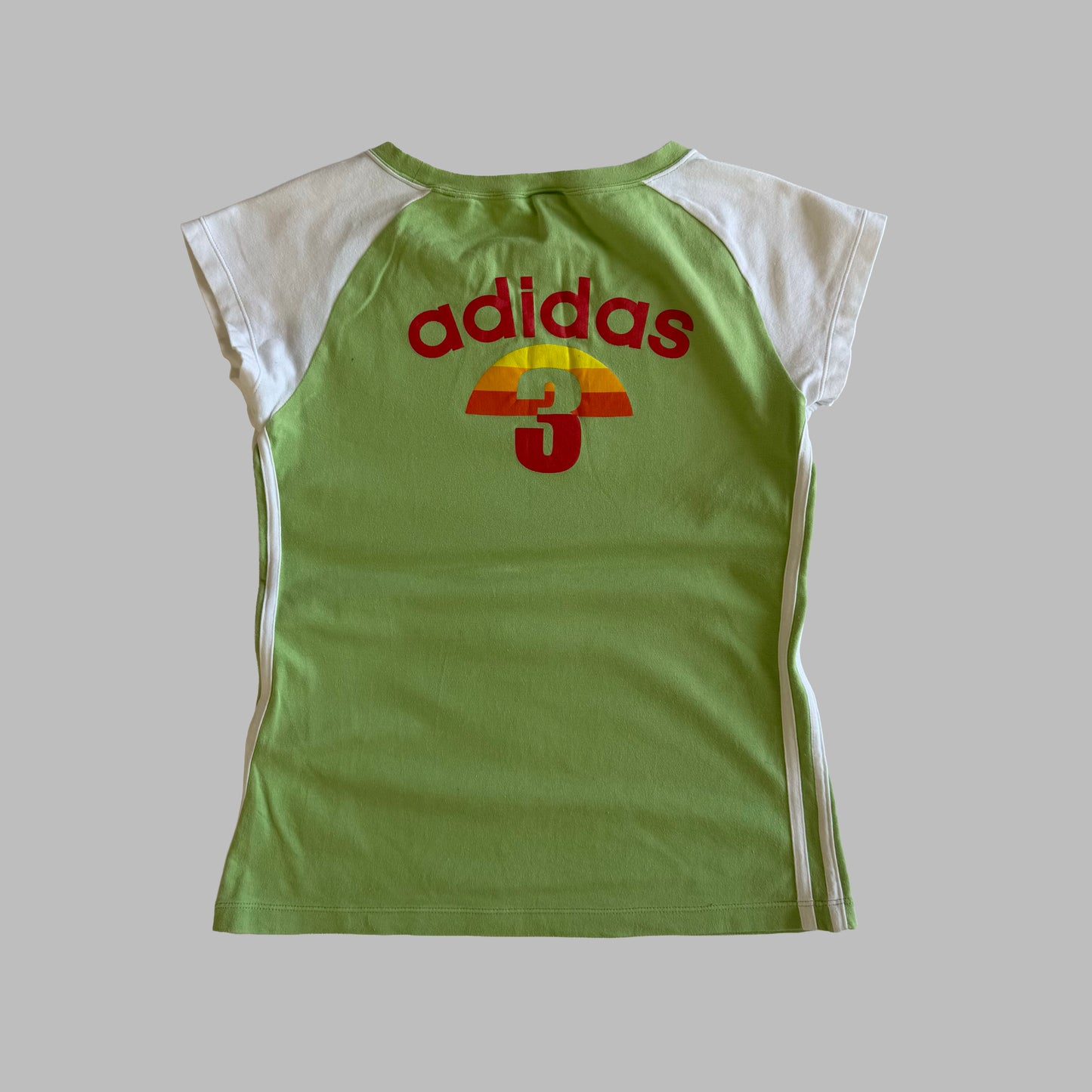 Y2K Adidas Three Stripe Raglan Baby Tee - M