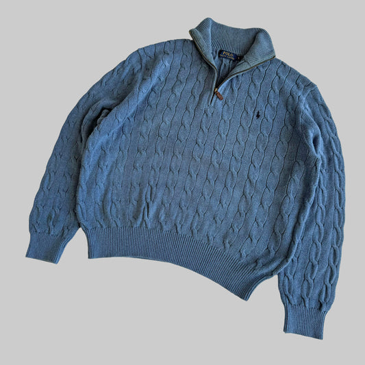 Ralph Lauren Cable Knit Quarter Zip - Large