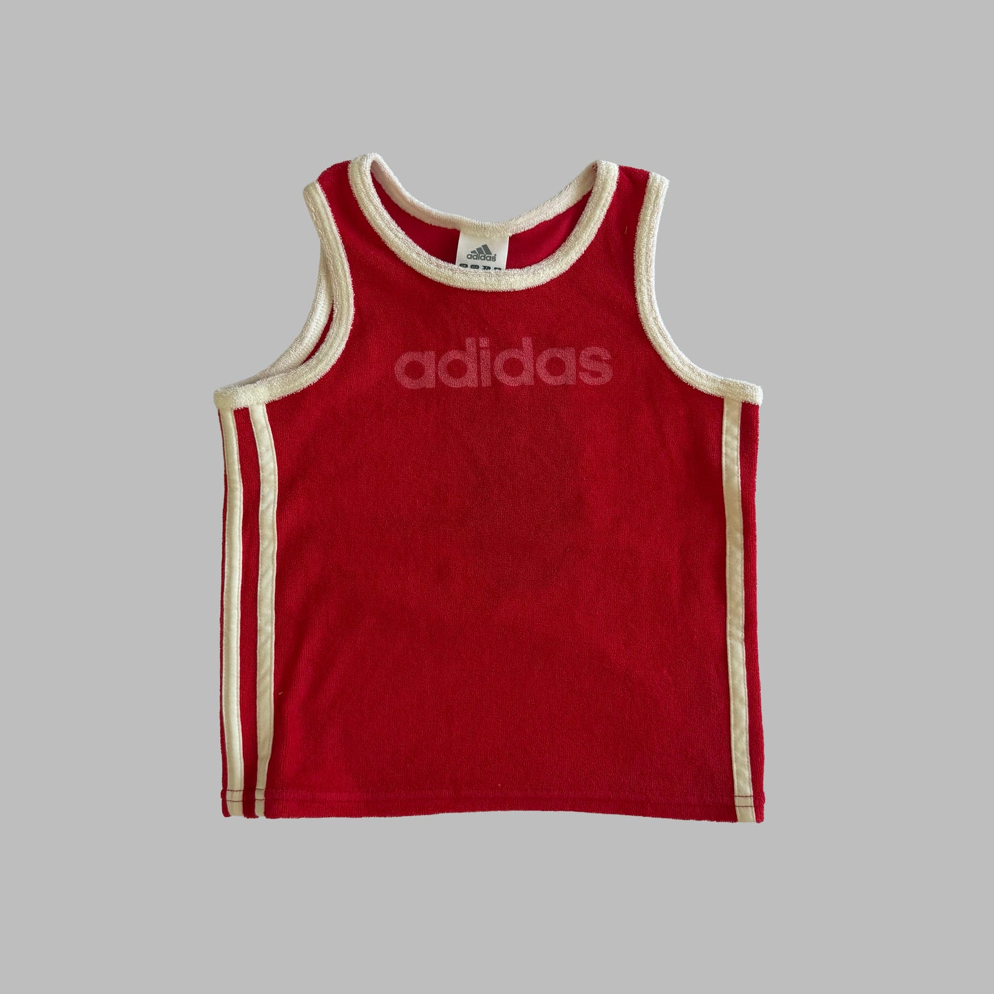 Y2K Dead Stock Adidas Three Stripe Towel Tank - XXS/XS