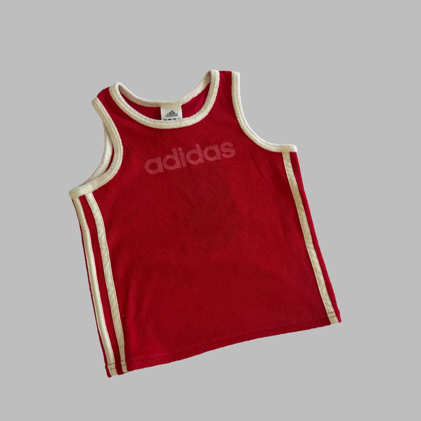 Y2K Dead Stock Adidas Three Stripe Towel Tank - XXS/XS
