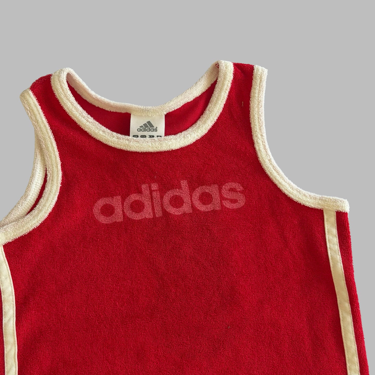 Y2K Dead Stock Adidas Three Stripe Towel Tank - XXS/XS