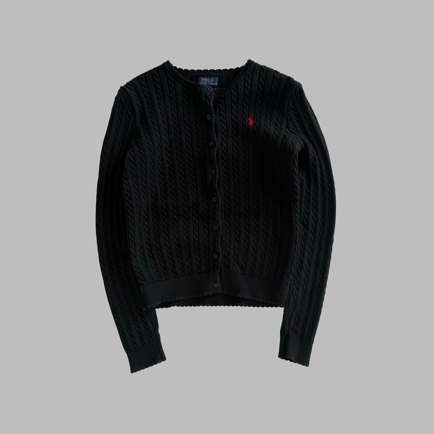 Y2K Polo Ralph Lauren Cable Knit Cardigan - M