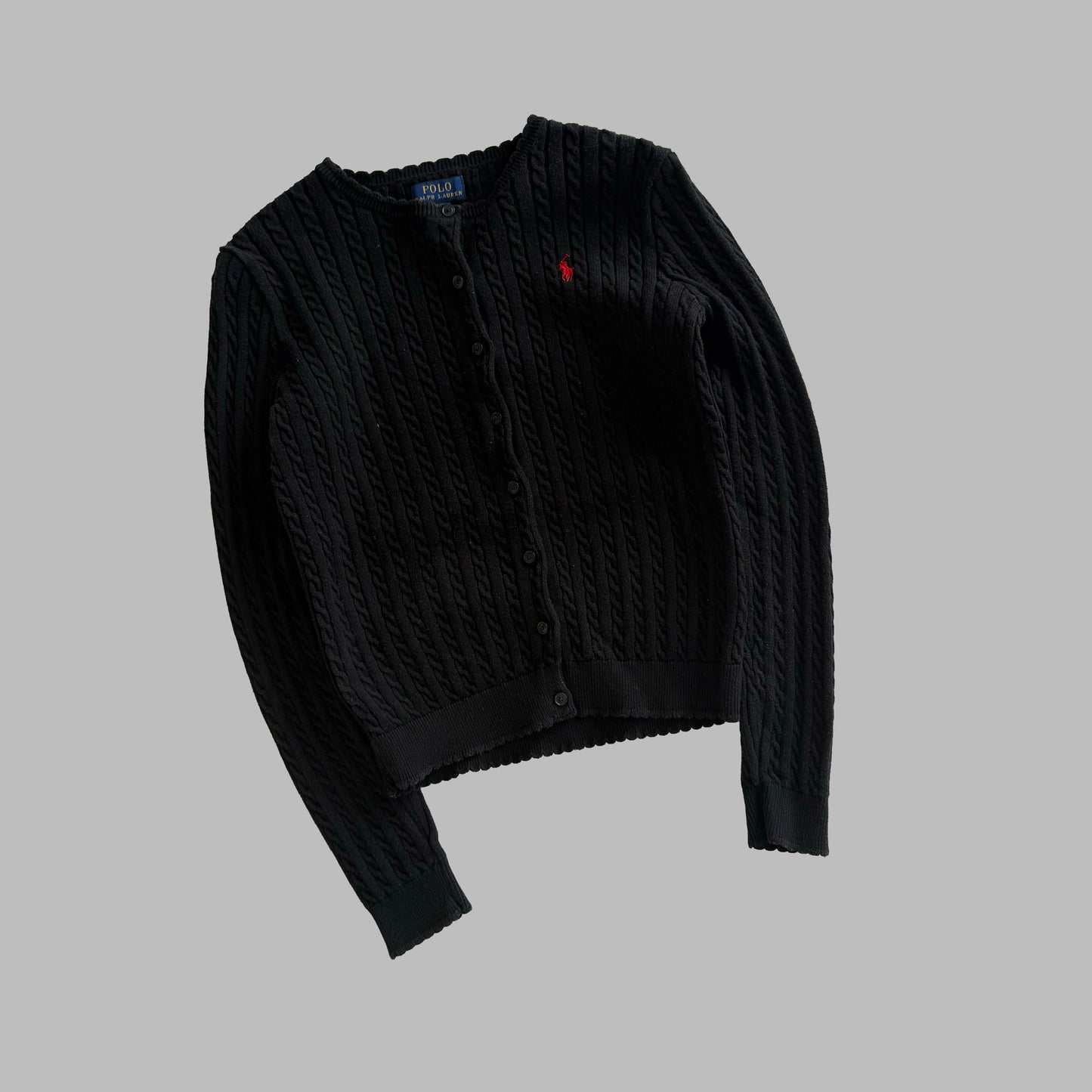 Y2K Polo Ralph Lauren Cable Knit Cardigan - M