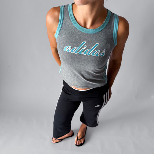 Y2K Adidas Spell Out Ringer Tank - XS