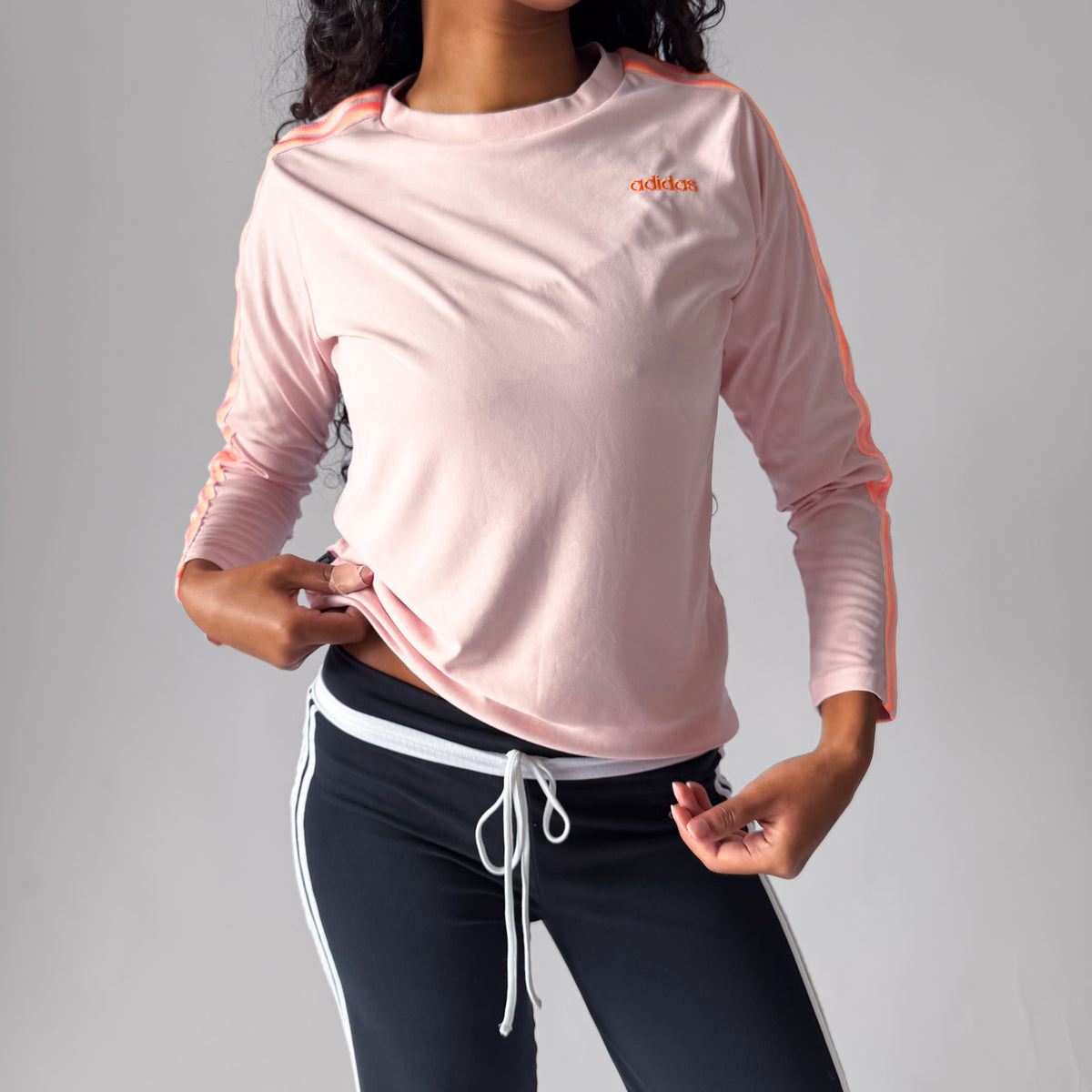 Y2K Adidas Striped Long Sleeve Top - M