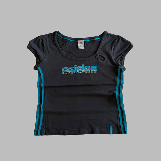 Y2K Adidas Round Neck Spell Out Tee - M