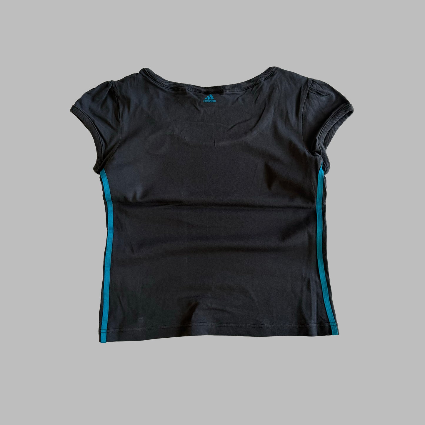 Y2K Adidas Round Neck Spell Out Tee - M