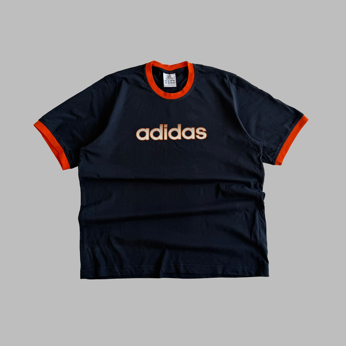 Y2K Adidas Spell Out Ringer Tee - L