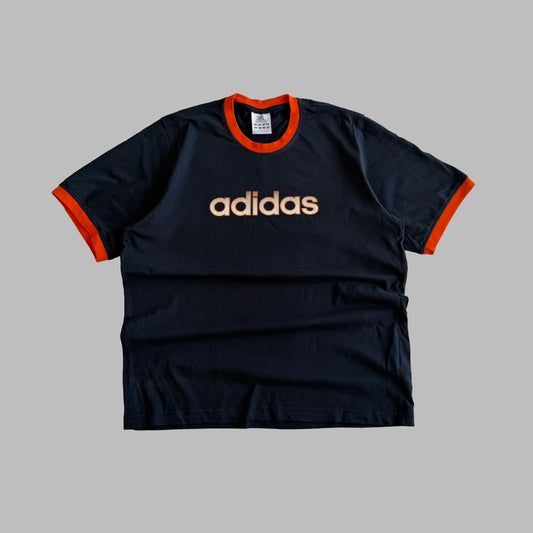 Y2K Adidas Spell Out Ringer Tee - L