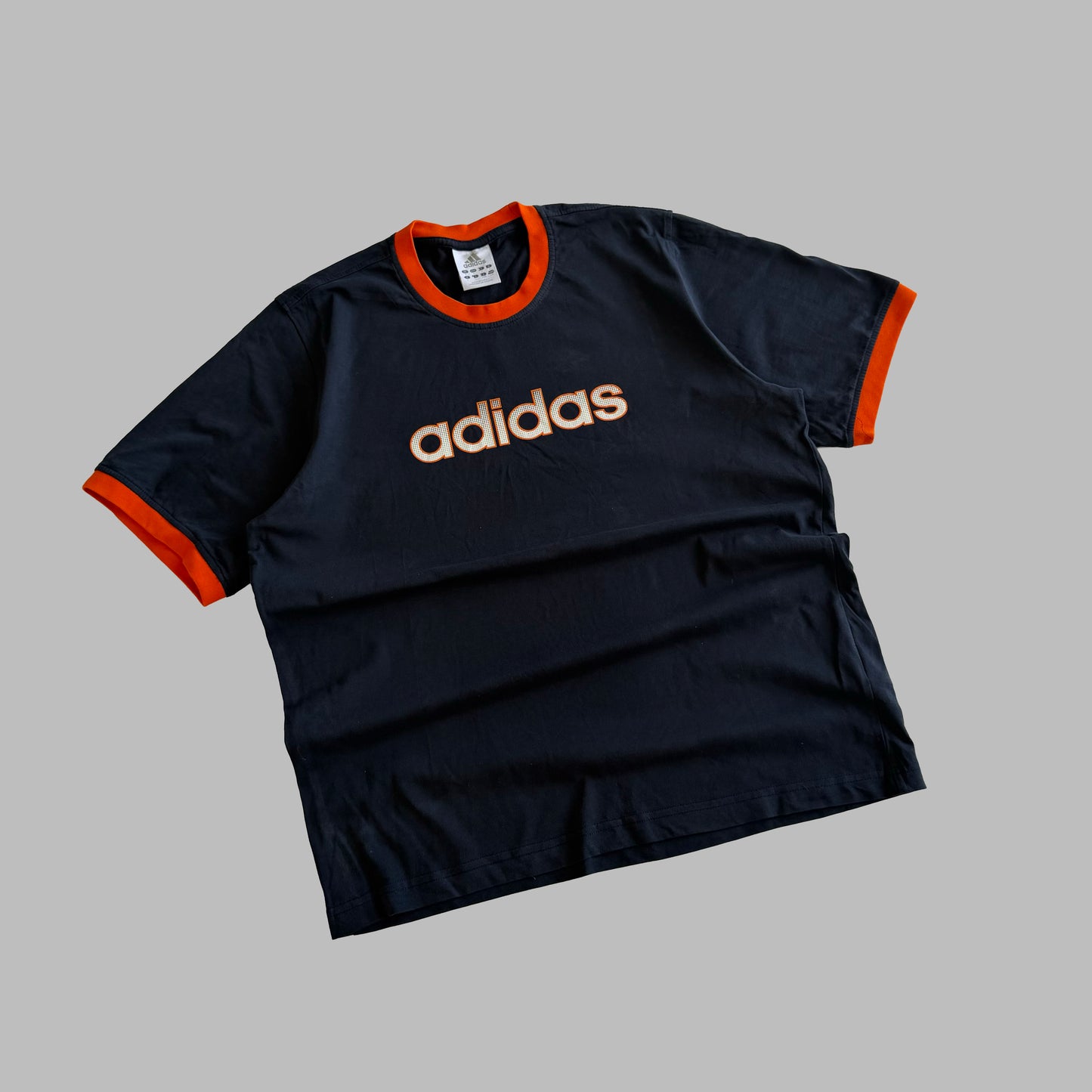 Y2K Adidas Spell Out Ringer Tee - L