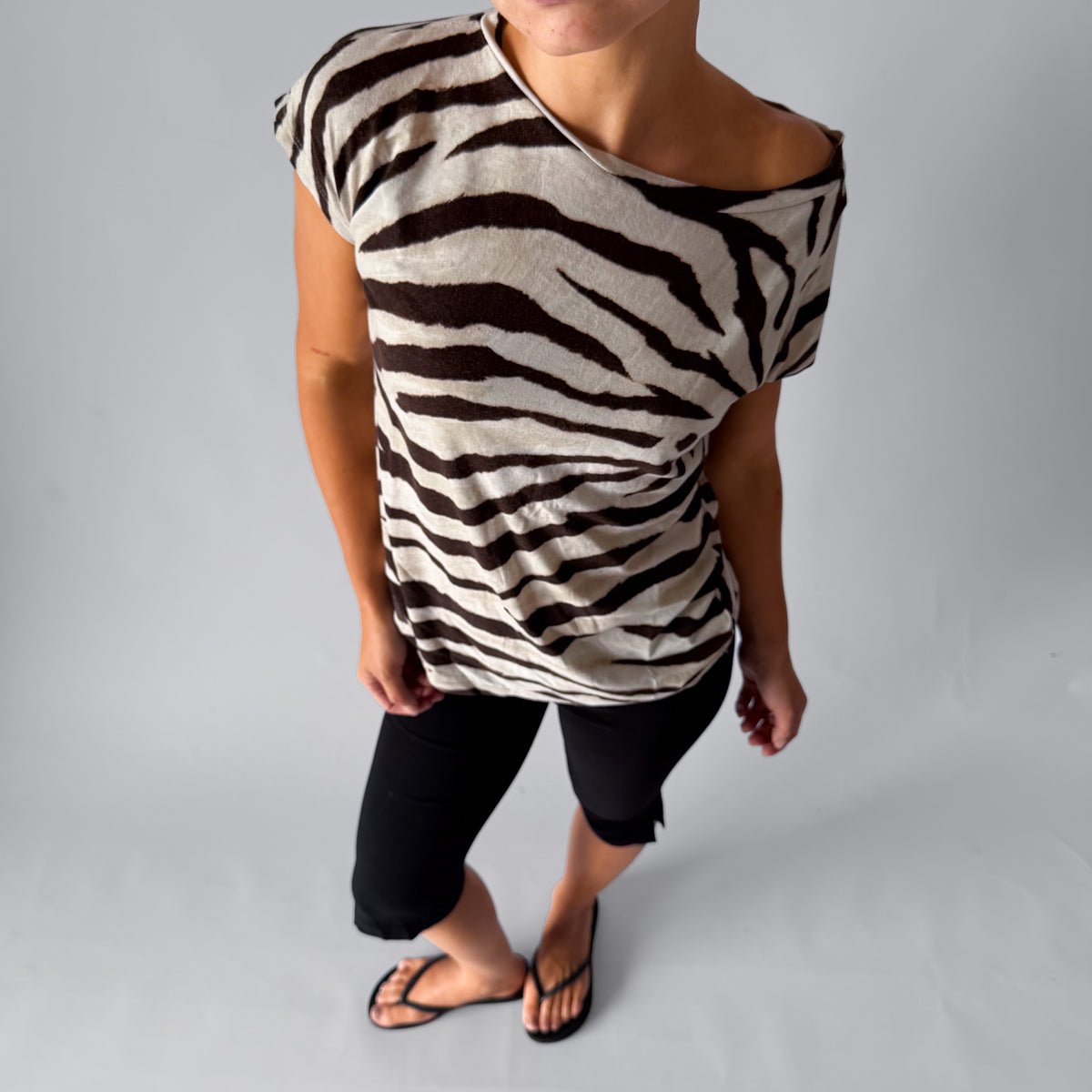 Y2K Ralph Lauren Zebra Print Boxy Top - M