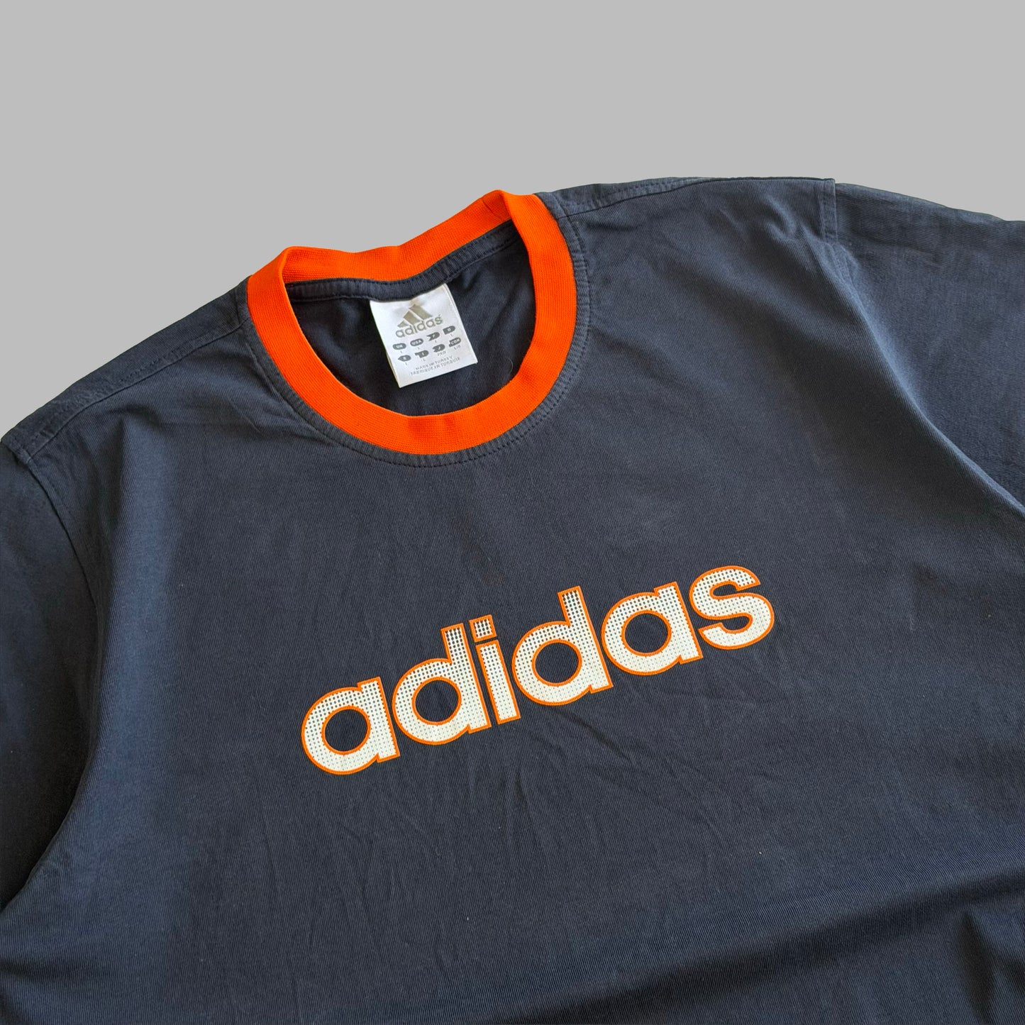 Y2K Adidas Spell Out Ringer Tee - L