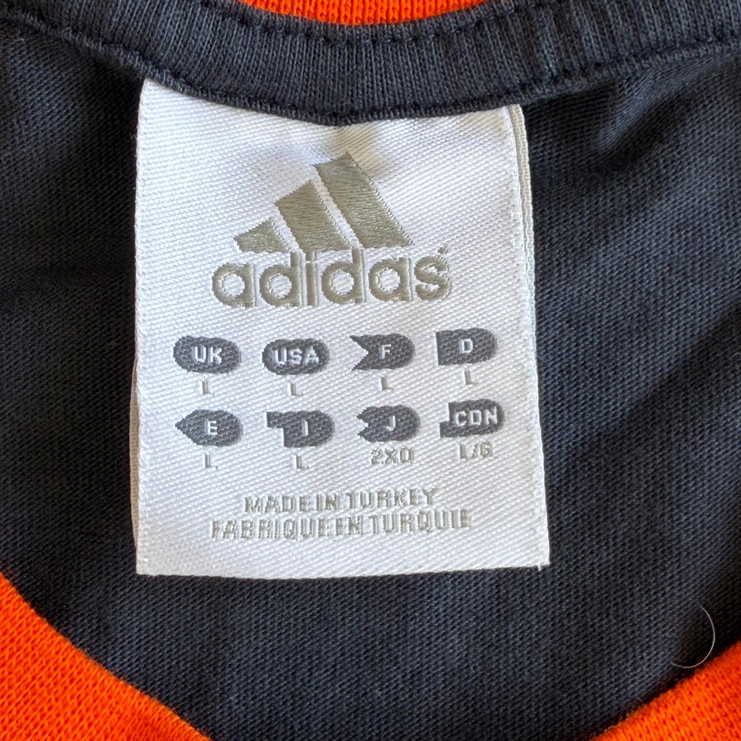 Y2K Adidas Spell Out Ringer Tee - L