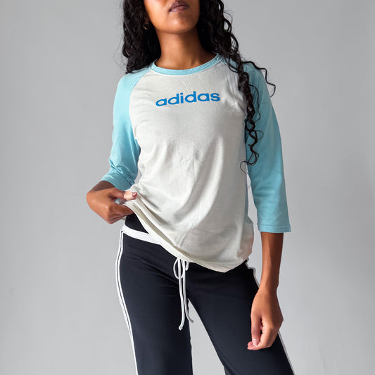 Y2K Adidas Spell Out Raglan Long Sleeve - S