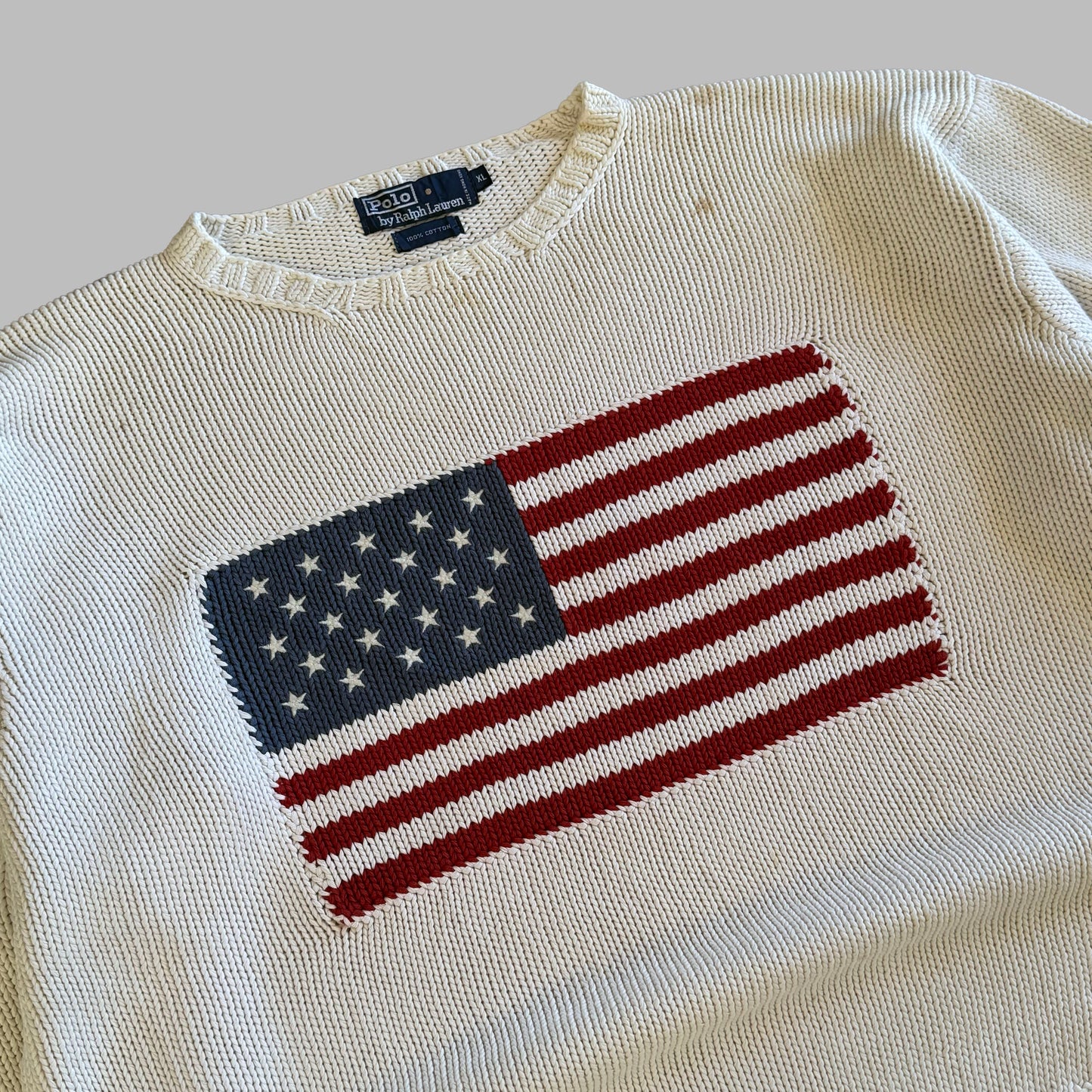 90s Ralph Lauren Flag Heavy Knit - XL