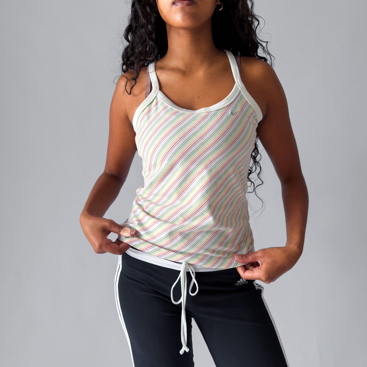Y2K Nike Striped Racerback Activewear Tank - M