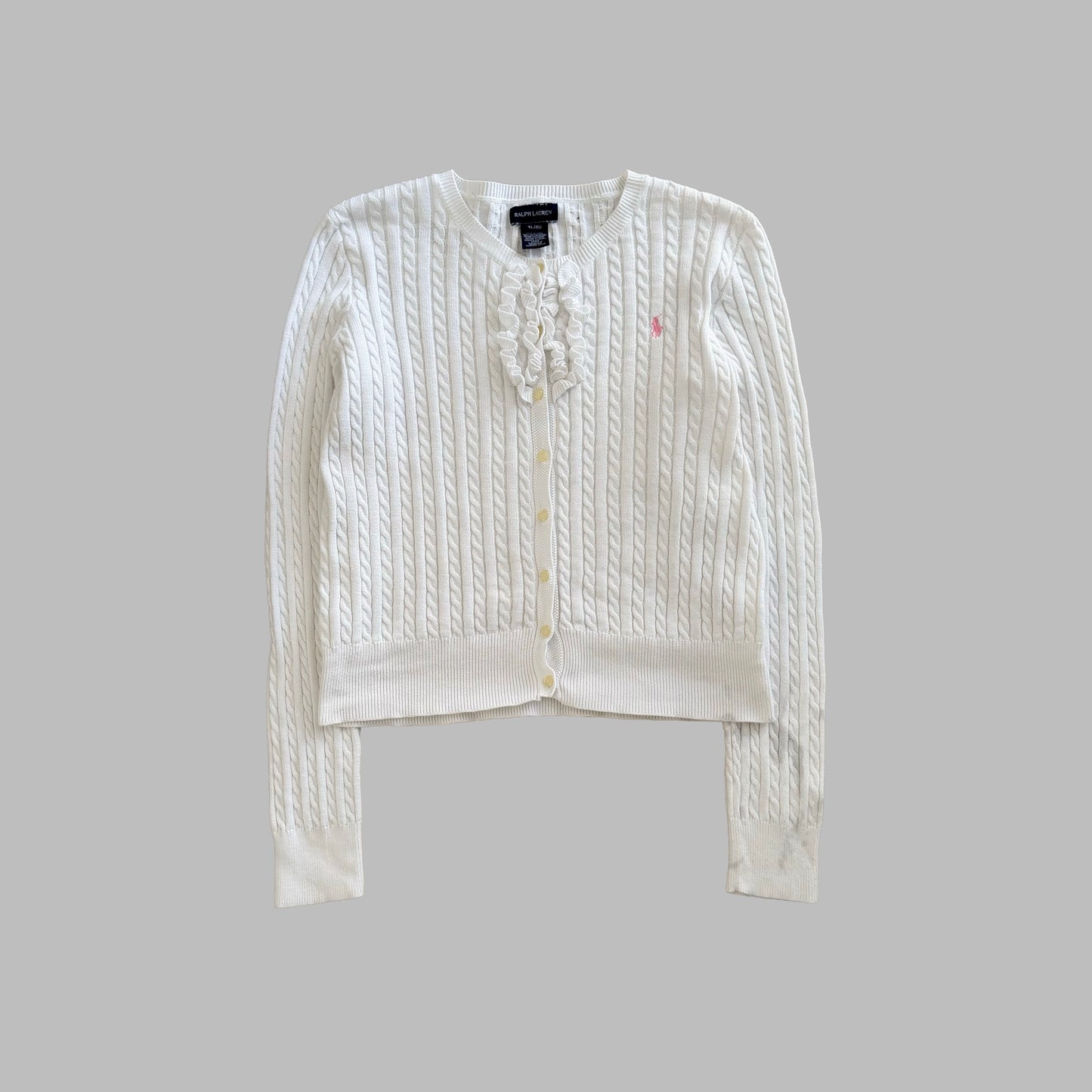 Y2K Polo Ralph Lauren Cable Knit Cardigan - M