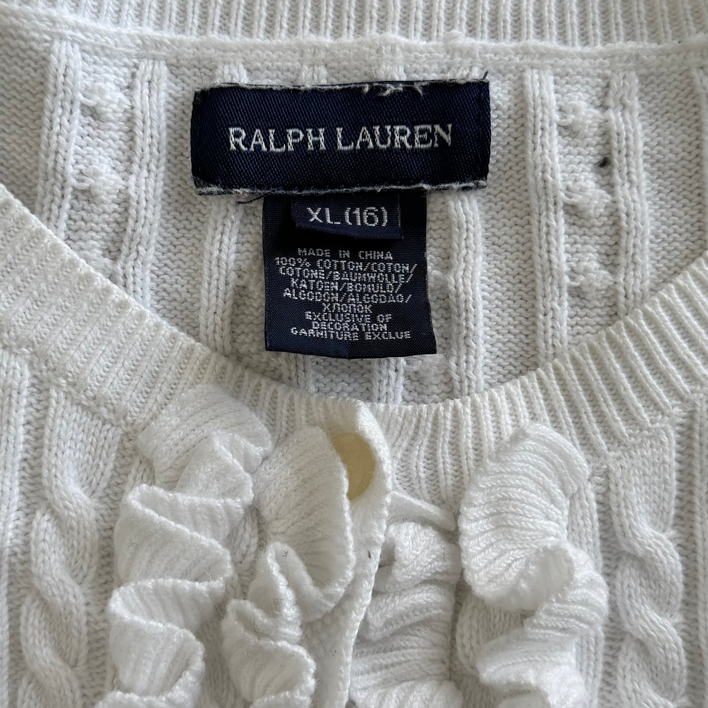 Y2K Polo Ralph Lauren Cable Knit Cardigan - M