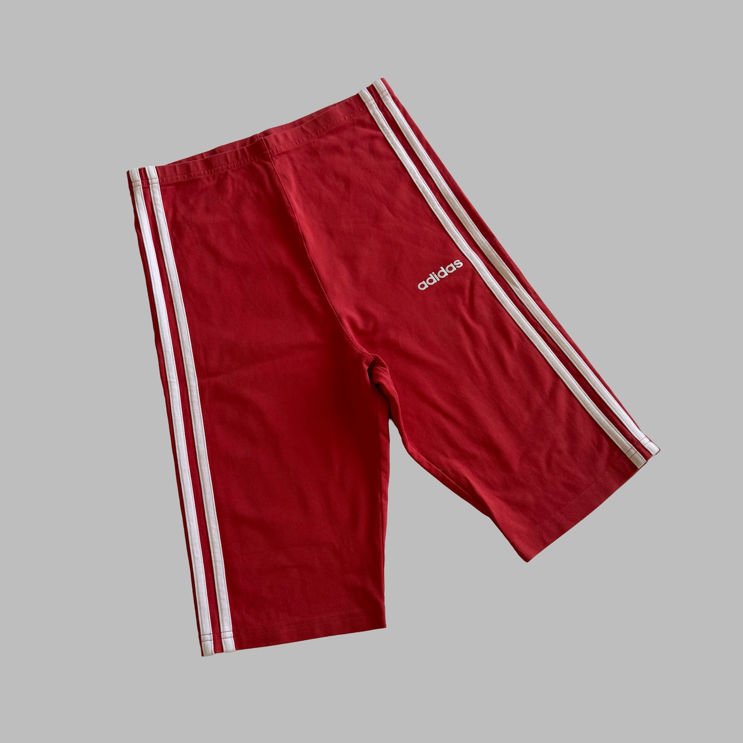 Y2K Adidas Three Stripe High Waisted Biker Shorts - S
